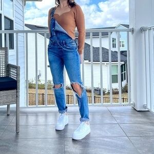 Arizona Distressed Overall Jeans Size XS Stretchy